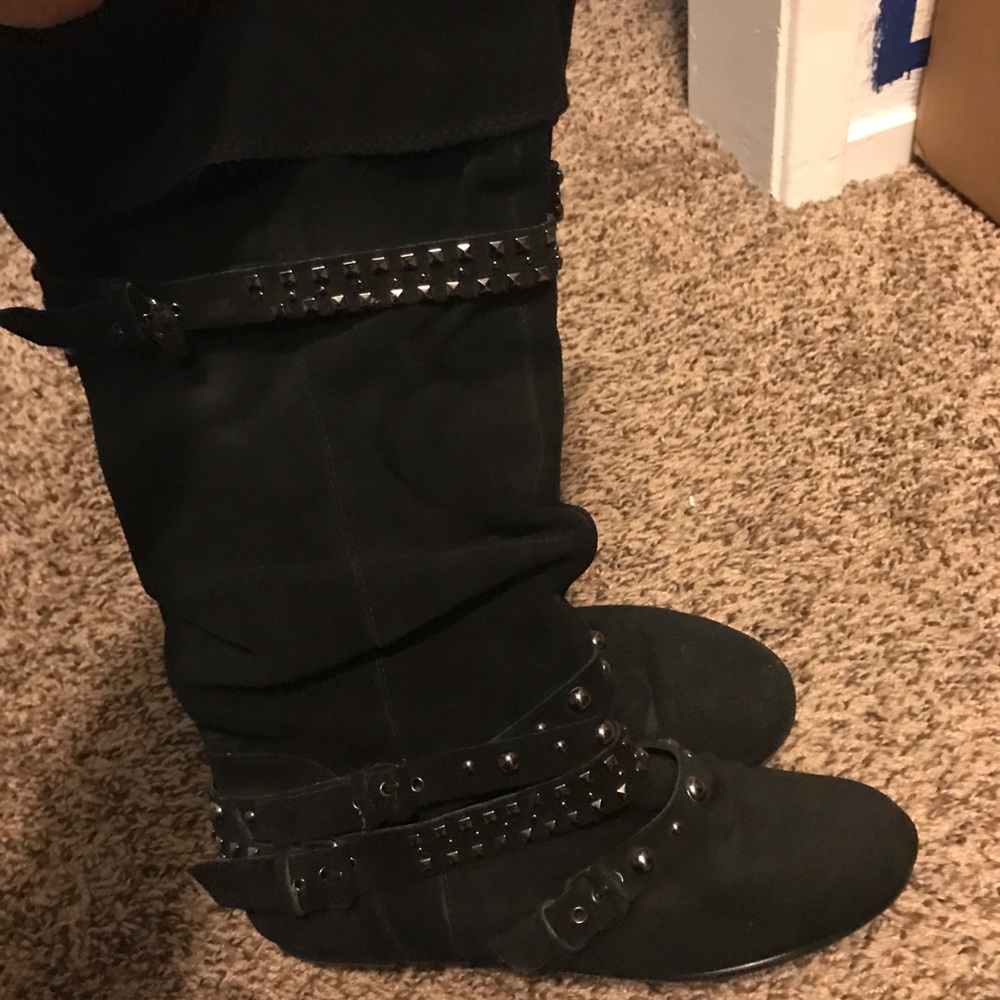 Suede studded boots